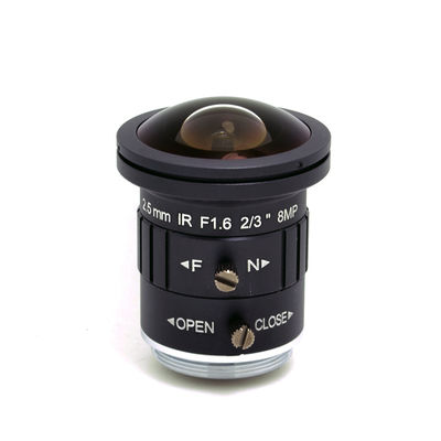 2.5mm 4K 8MP 2/3“ van het de Hoekweergeven van F1.6 IRL Fisheye Breed Cs zetten mono-Brandpuntskabeltelevisie-Lens Autoiris 8 Megapixel op voor de Camera van kabeltelevisie 4K